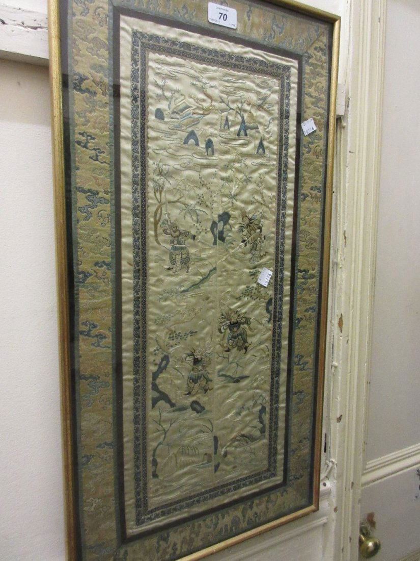 Framed Chinese silkwork sleeve panel (1 of 1)