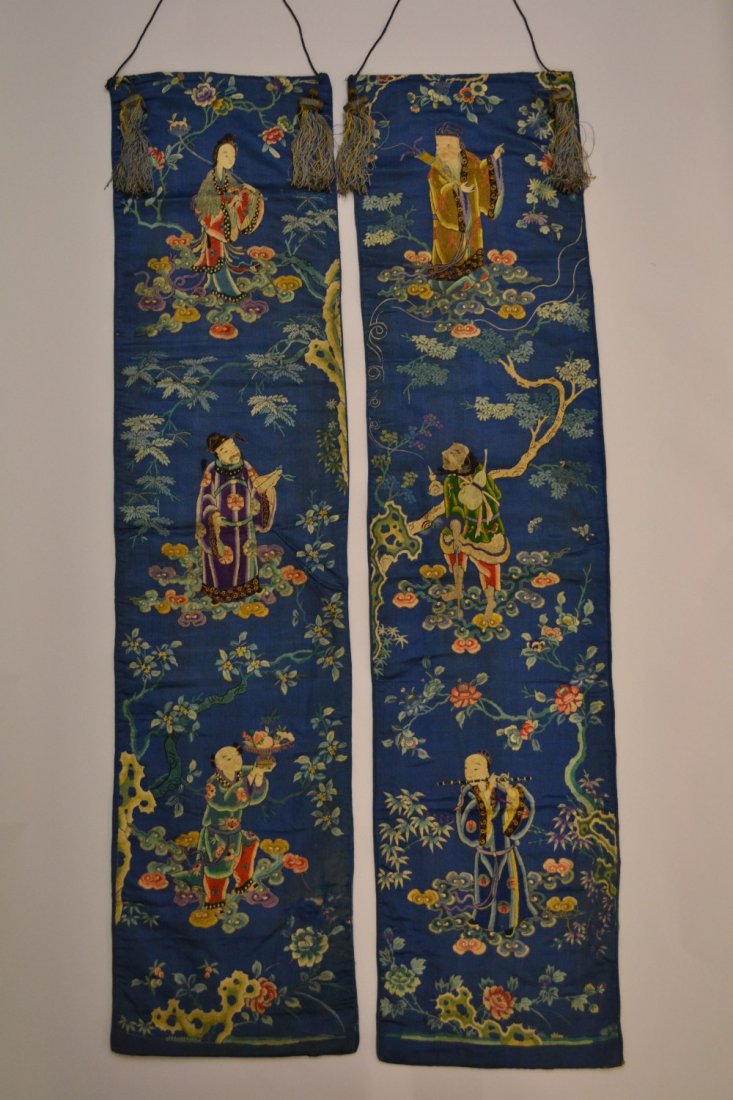 Pair of 19th / 20th Century Chinese silk embroidered (1 of 5)