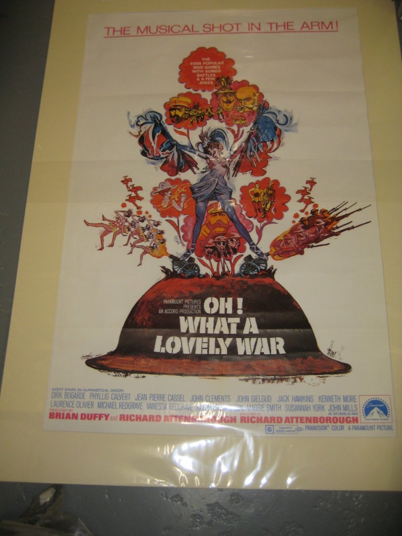 Original full size ' Oh What a Lovely War ' coloured: Original full size ' Oh What a Lovely War ' coloured cinema poster, 69cms x 104cms, published in 1969 for the classical satirical musical film by Paramount Pictures, produced by Brian Duffy and Richar