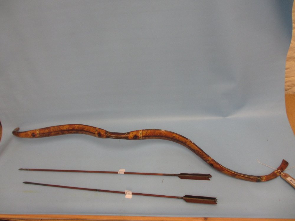 Antique Persian lacquered reversing bow together with (1 of 2)