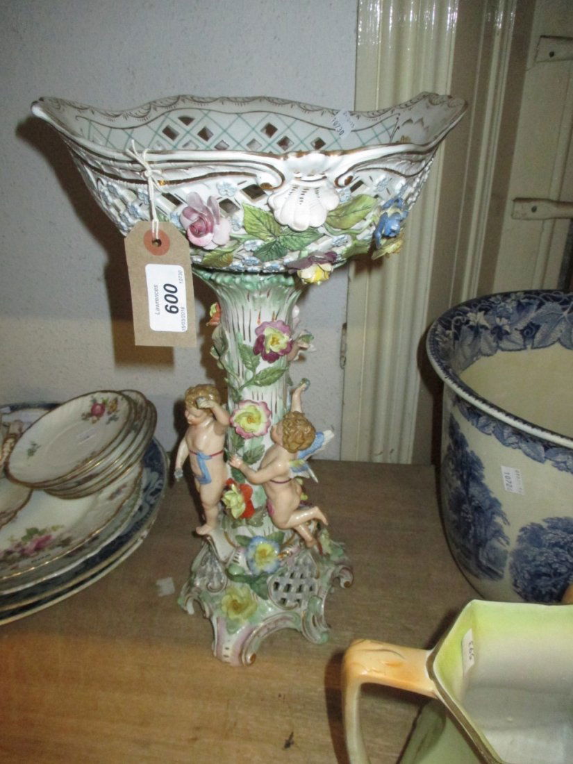 Large Continental porcelain floral encrusted table (1 of 1)