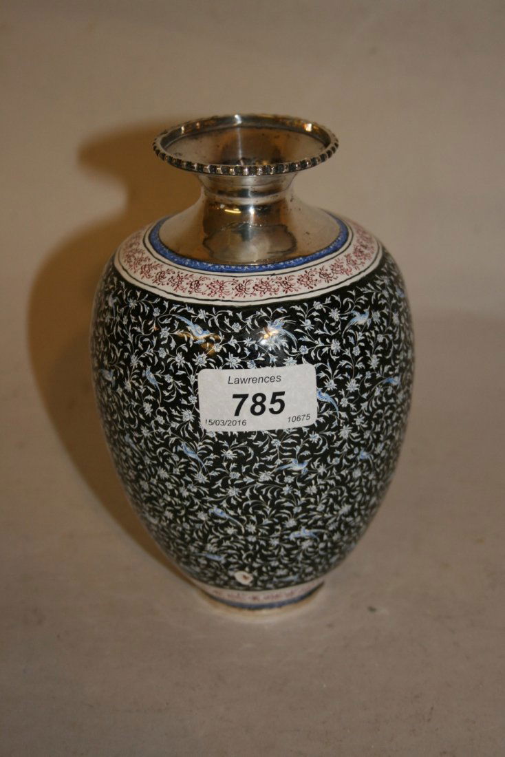 Persian silver enamel decorated baluster form vase (1 of 1)