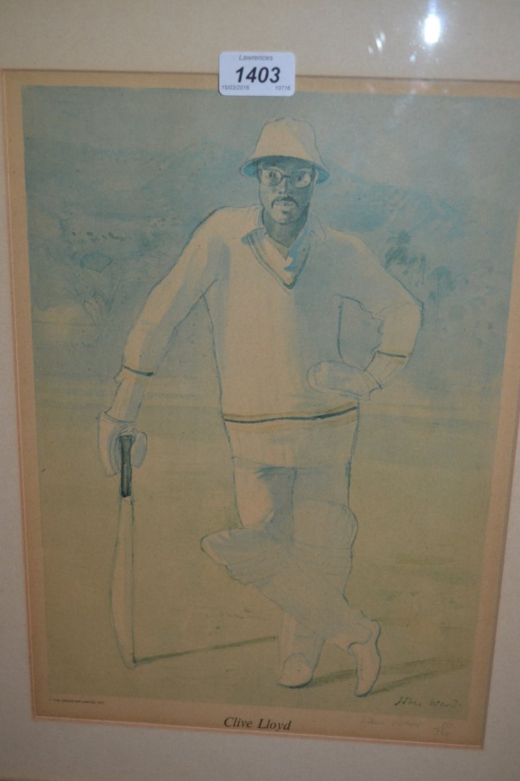 John Ward R.A., three signed Limited Edition: John Ward R.A., three signed Limited Edition lithographs, famous cricketers