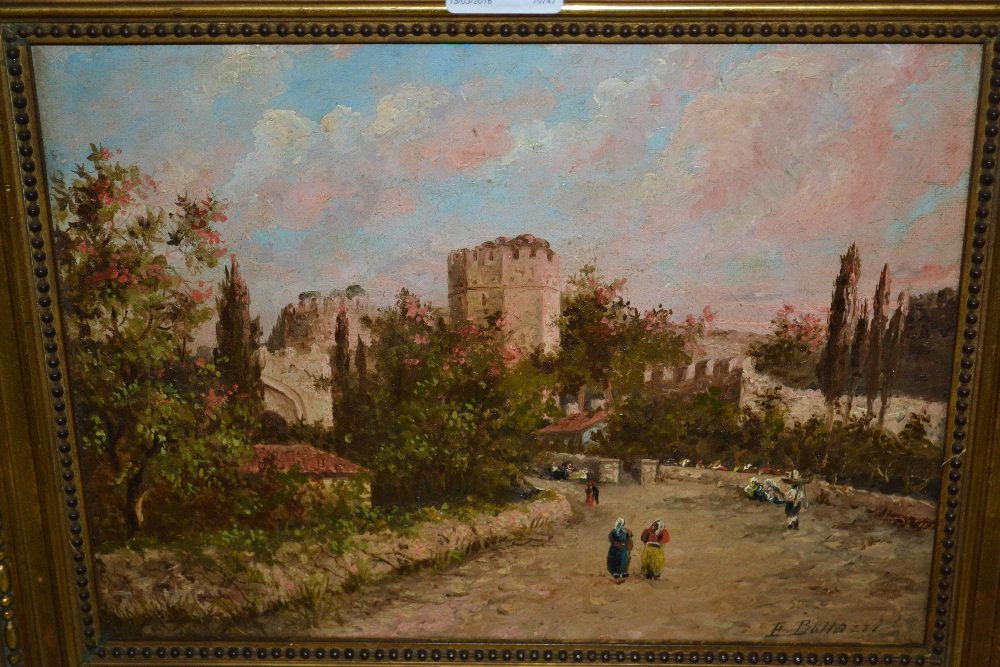 E. Baltazzi, pair of oils on canvas, ' The Gates of (1 of 2)