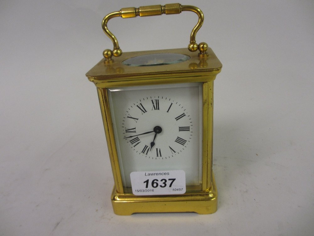 Small brass cased carriage clock with single train (1 of 2)