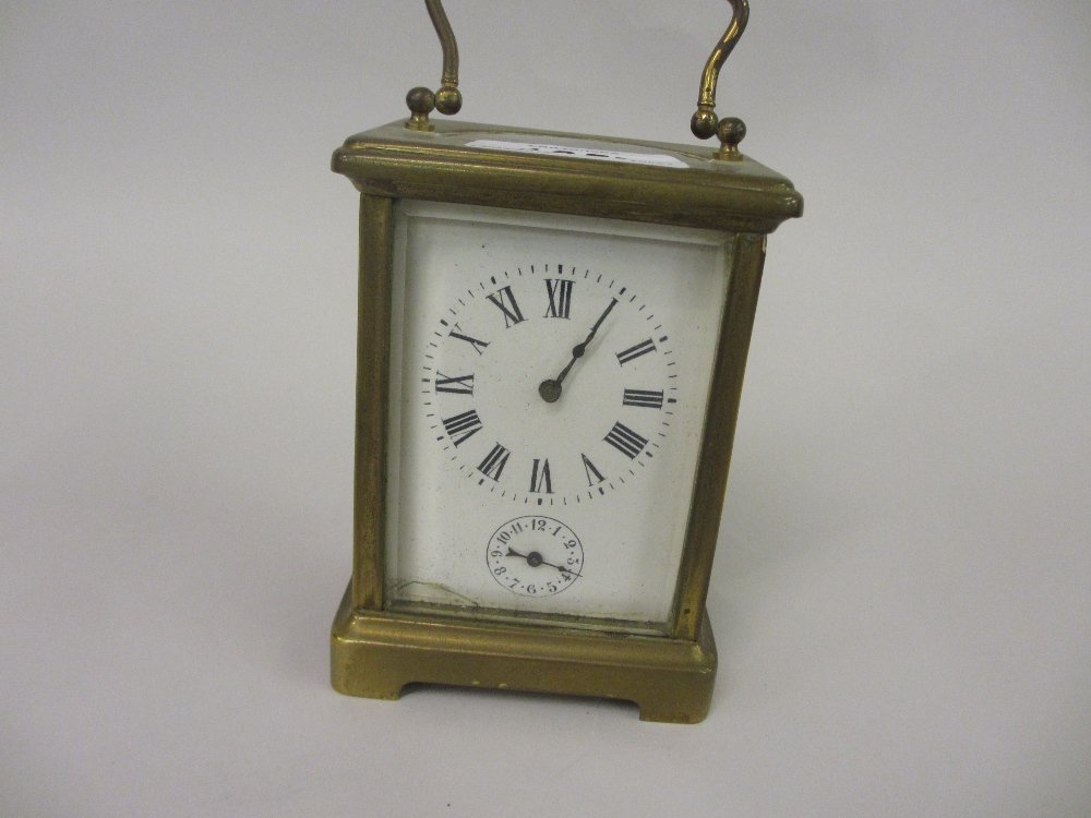 Small 20th Century brass cased carriage clock, the (1 of 3)