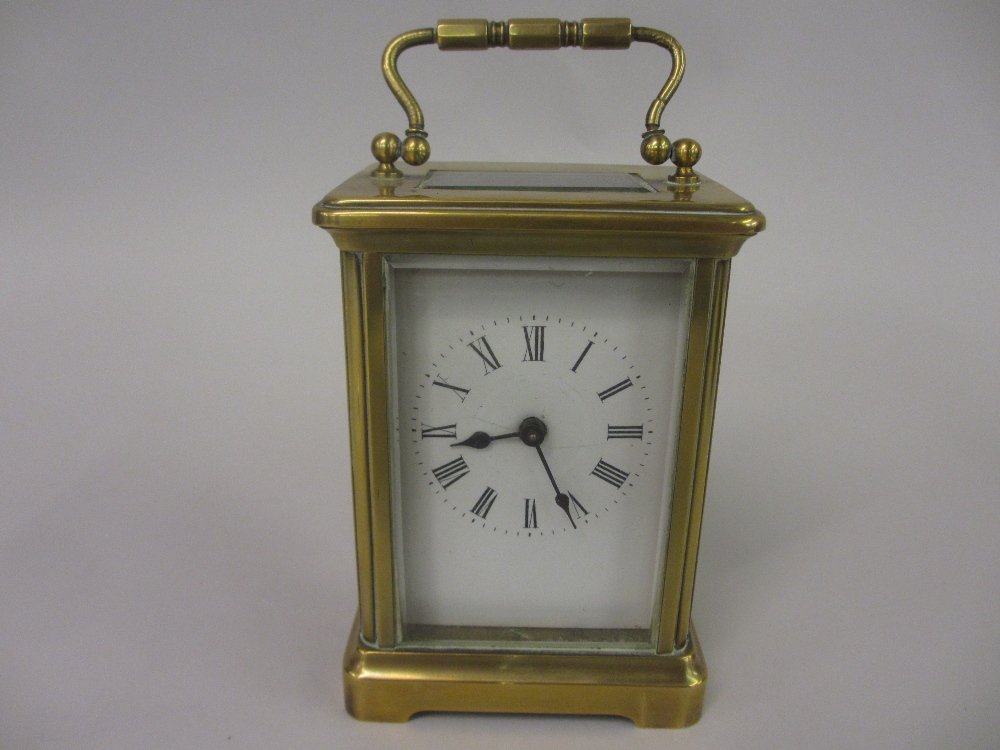 20th Century gilt brass cased carriage clock, the (1 of 3)