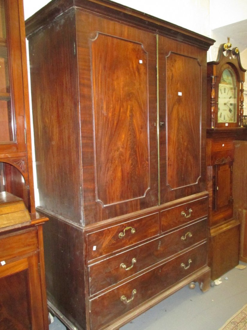 George III mahogany linen press, the moulded cornice (1 of 1)