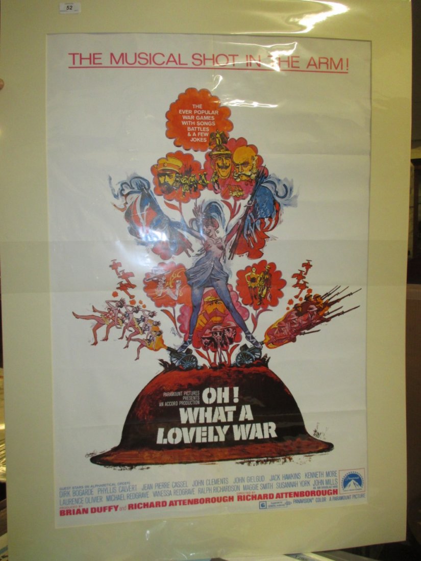Original full size ' Oh What a Lovely War ' coloured: Original full size ' Oh What a Lovely War ' coloured cinema poster, 69cms x 104cms, published in 1969 for the classical satirical musical film by Paramount Pictures, produced by Brian Duffy and Richar