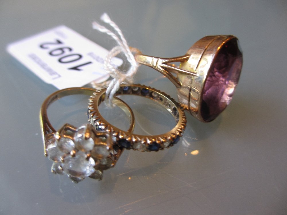 Gold, diamond and sapphire full eternity ring together (1 of 1)