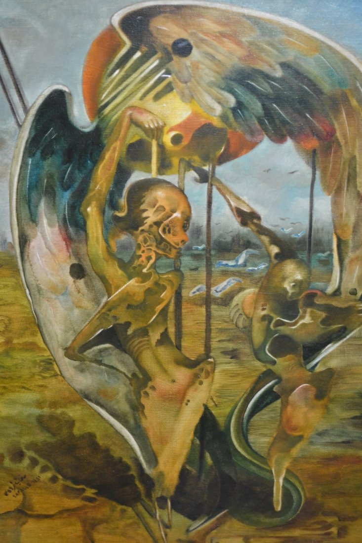 Oil on canvas, surrealist figure in a landscape, (1 of 1)