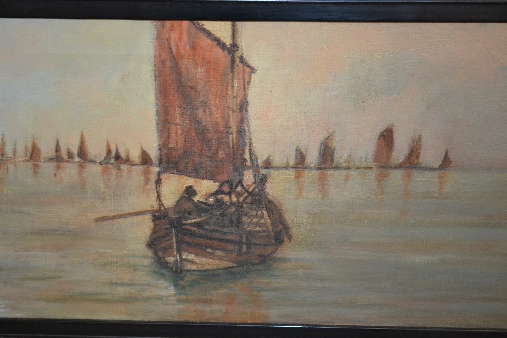 Two framed oils, maritime scene with fishing boats and (1 of 1)