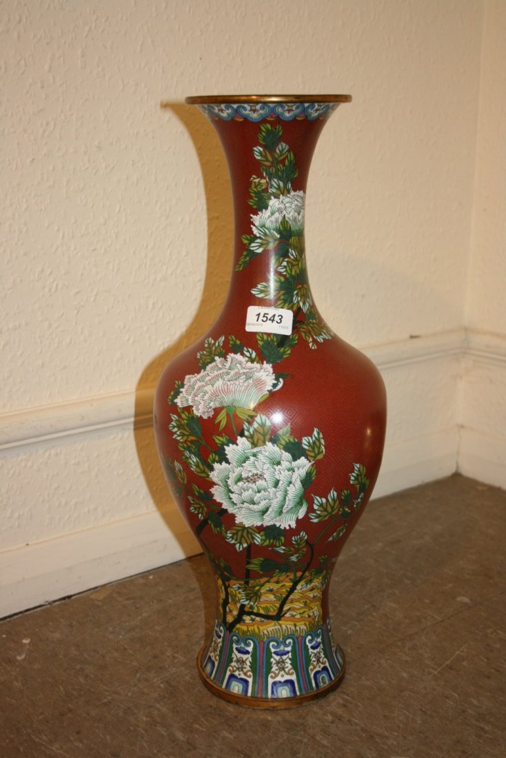 Large cloisonne floral decorated baluster form vase (1 of 1)