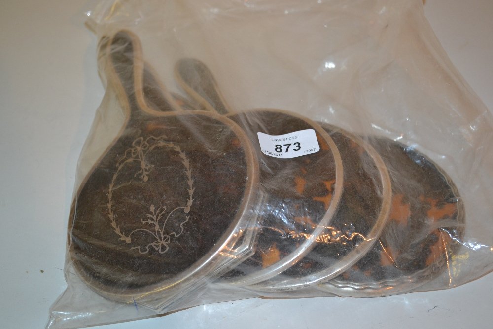 Group of five silver and tortoiseshell dressing table: Group of five silver and tortoiseshell dressing table mirrors