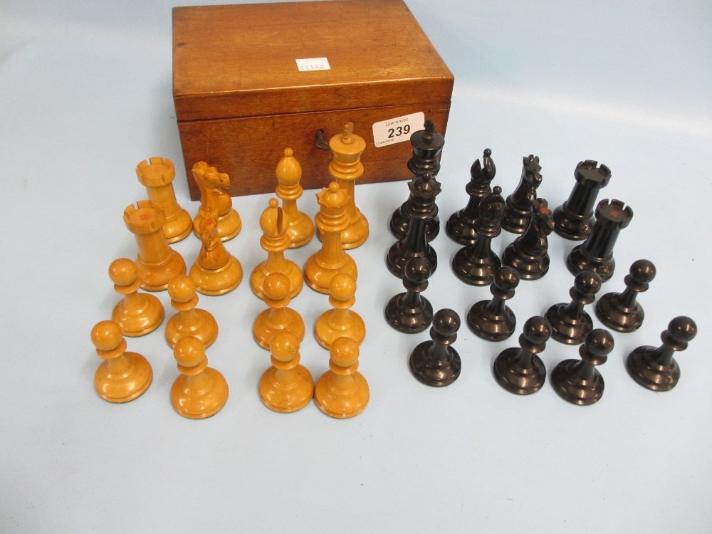 Staunton pattern boxwood and ebony chess set in (1 of 2)