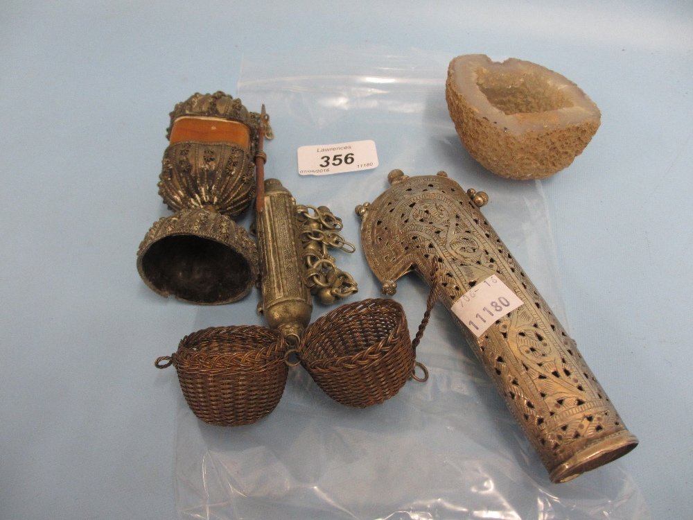 Middle Eastern white metal dagger handle and a small (1 of 1)