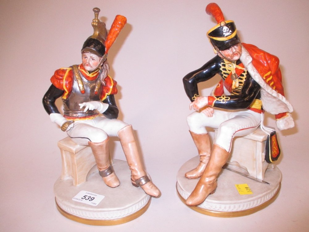 Pair of Capo di Monte figures of seated Napoleonic (1 of 1)