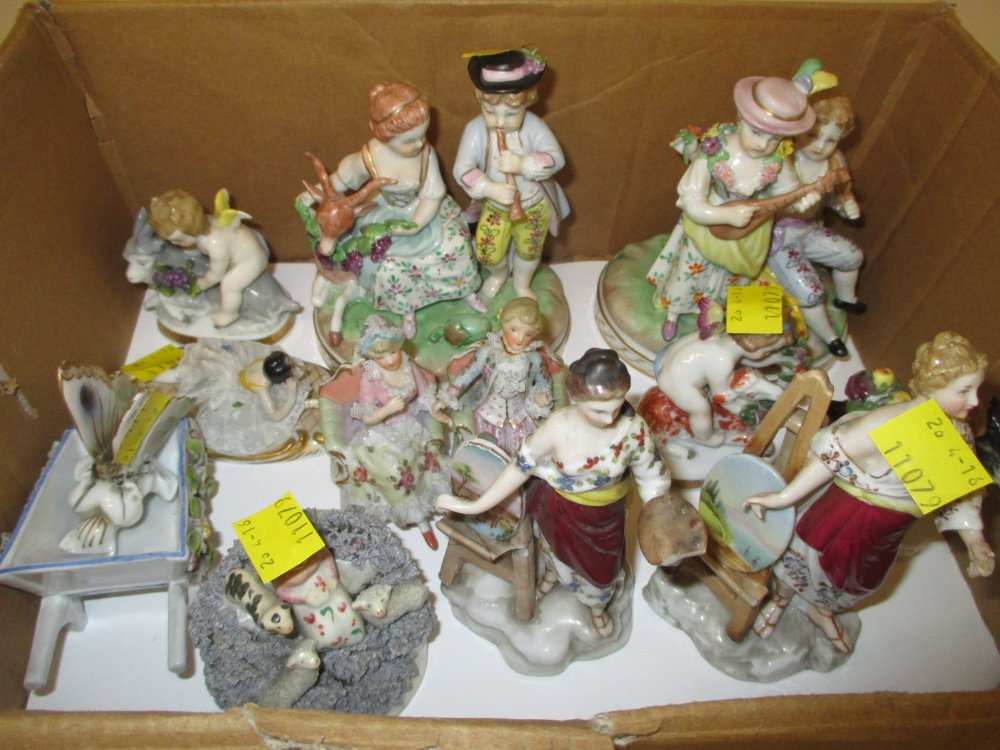 Pair of Continental porcelain groups of figures with (1 of 1)