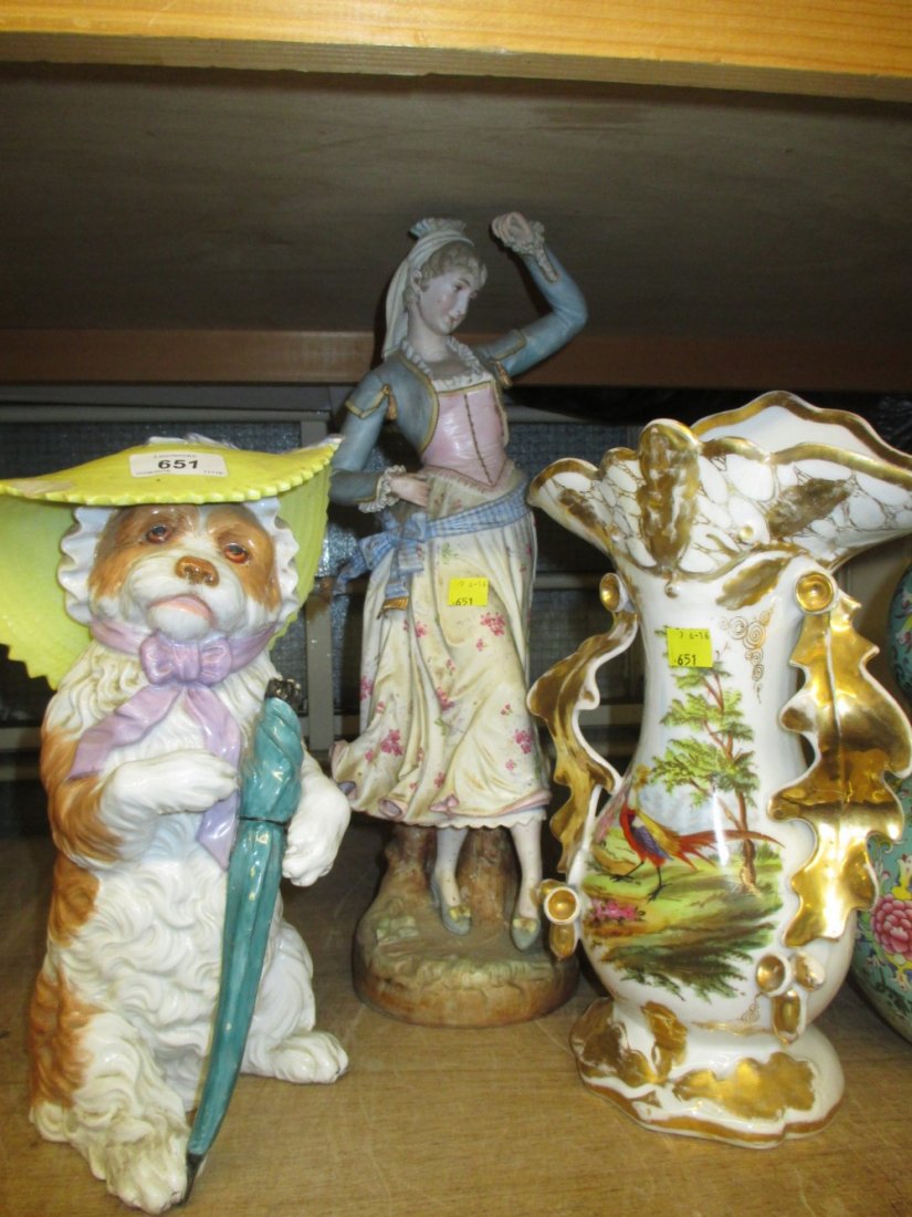 Continental porcelain figure of a dog sitting up (1 of 1)