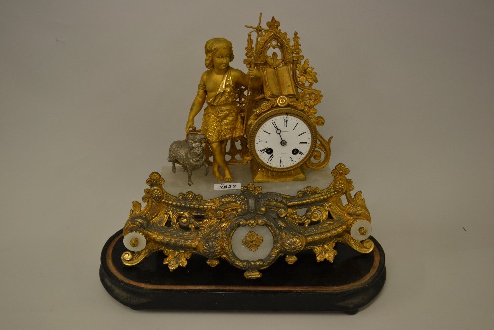 19th Century French gilded and silvered spelter mantel (1 of 1)