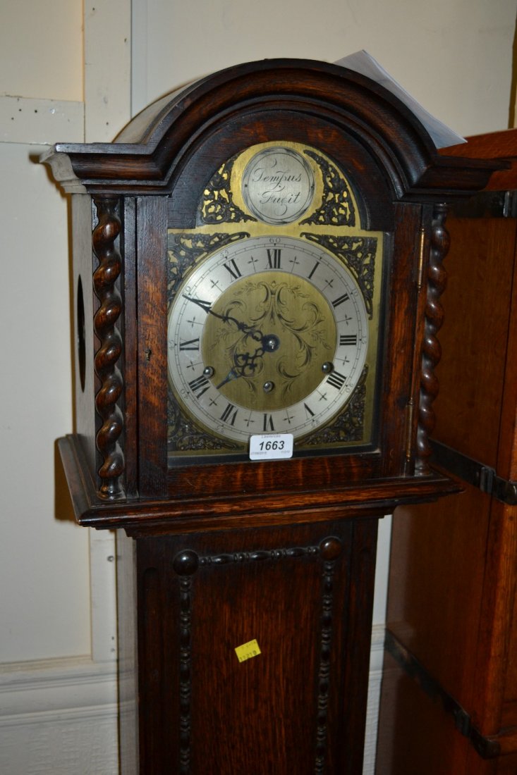 1930's Oak three train grandmother clock: 1930's Oak three train grandmother clock