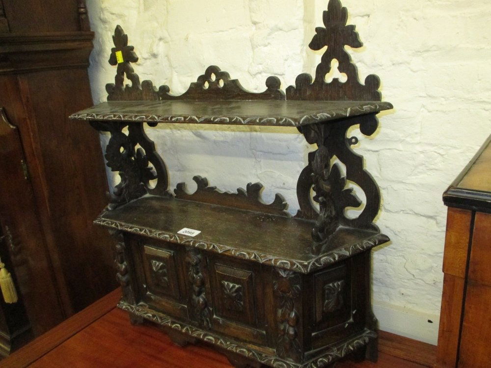 19th Century Black Forest carved oak wall cupboard (1 of 1)