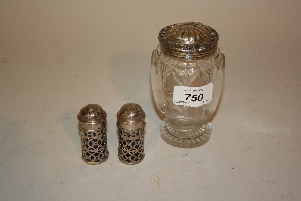 Early 19th Century silver mounted glass caster together (1 of 1)