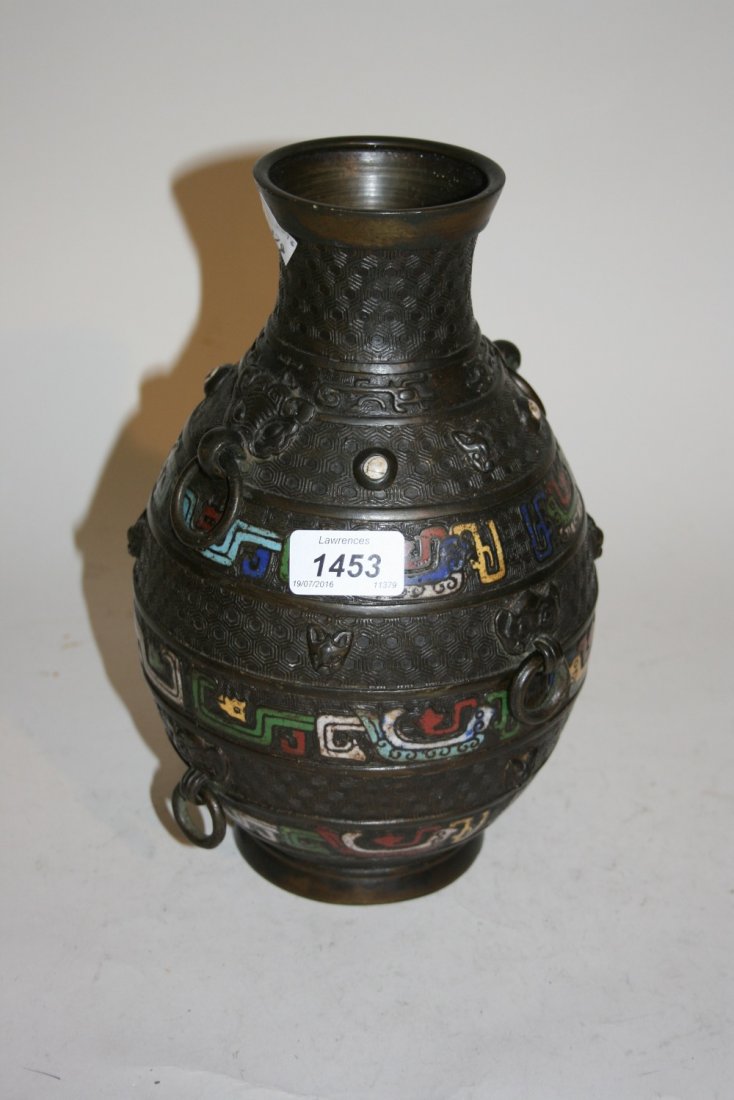 Chinese bronze cloisonne decorated baluster form vase, (1 of 1)