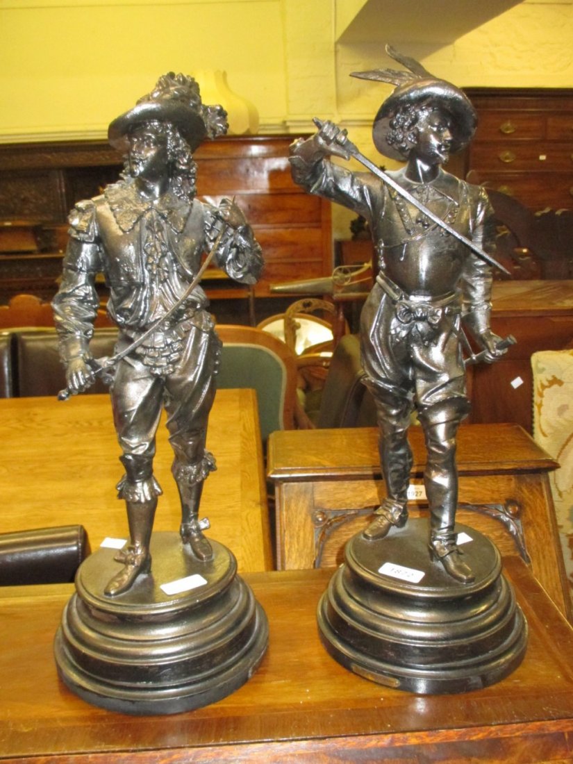 Pair of 19th Century spelter figures of 17th Century (1 of 1)