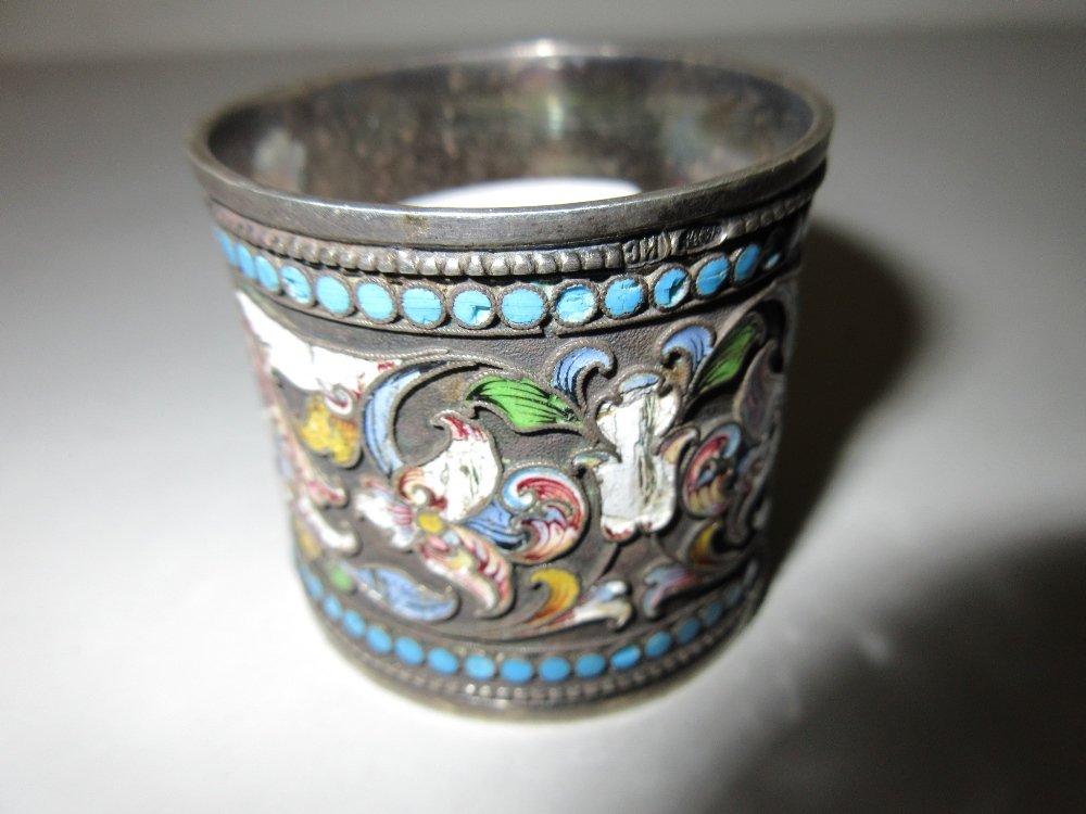 19th Century Russian silver enamel decorated napkin (1 of 1)