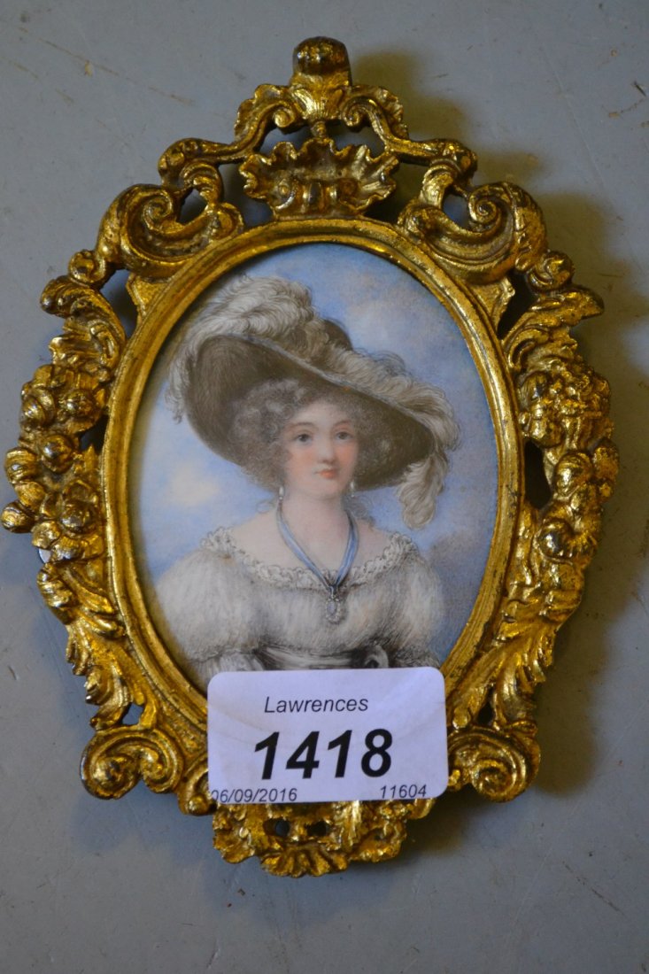 Oval miniature watercolour, head and shoulder portrait (1 of 1)