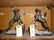 Pair of brown patinated bronze boxer dog bookend