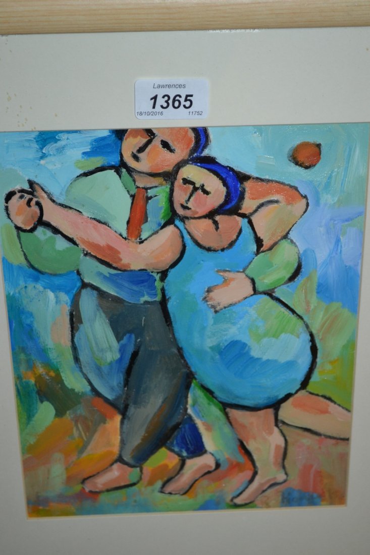 OIl on board, study of a male and female embracing in (1 of 1)