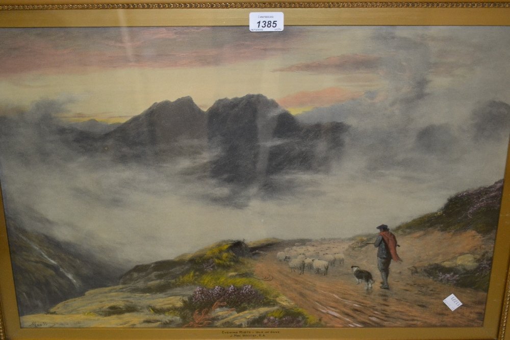 20th Century overpainted print, ' Evening Mists, Isle (1 of 1)