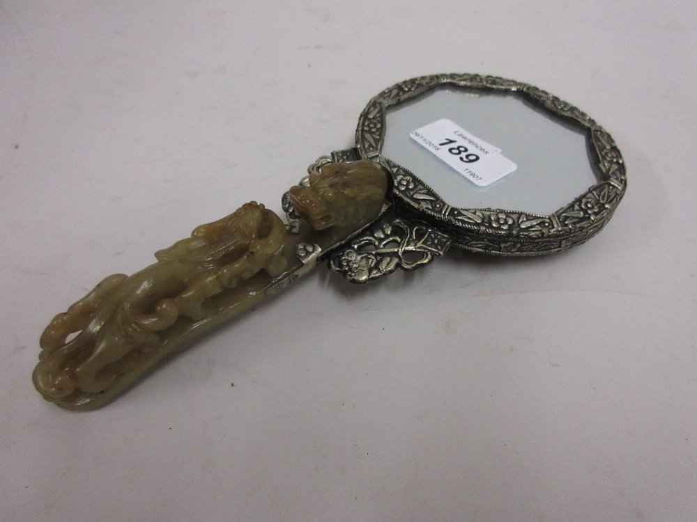 20th Century Chinese hardstone and metal mounted hand (1 of 2)