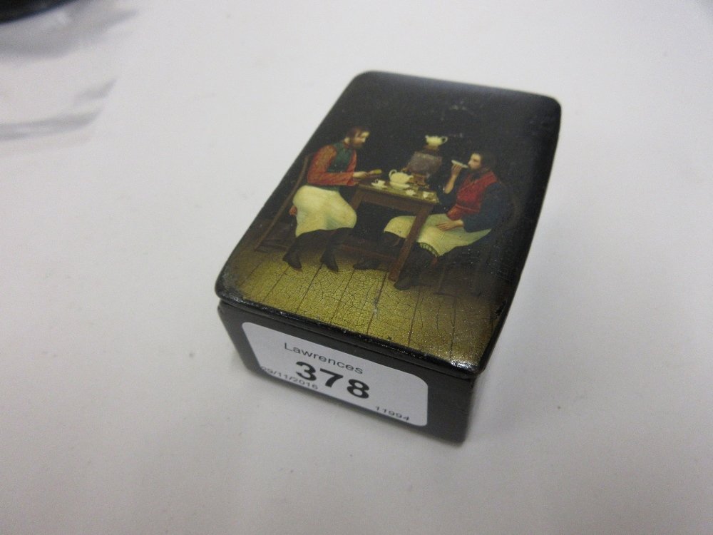 19th Century Russian papier mache snuff box, the cover (1 of 1)