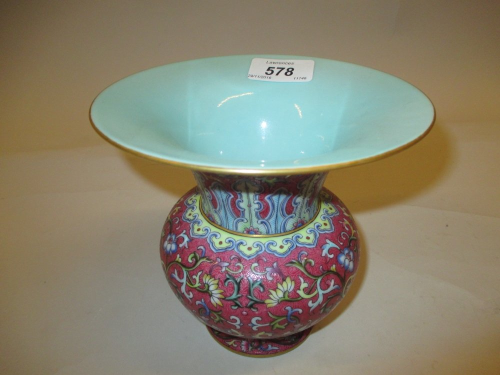 Chinese porcelain baluster form flared rim vase, enamel (1 of 8)