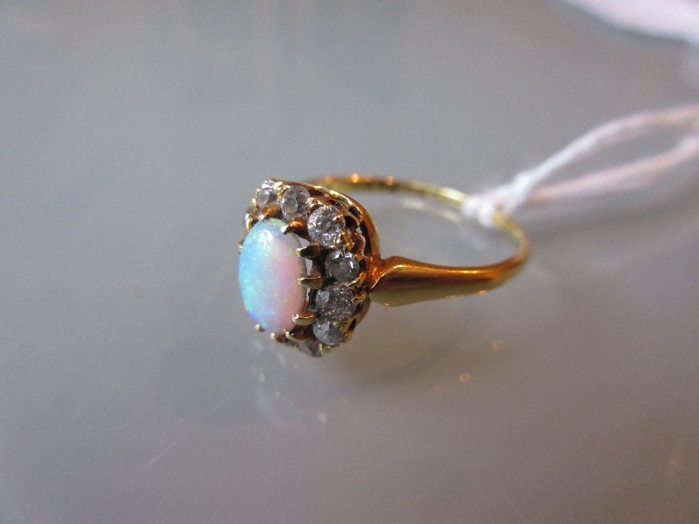 18ct Gold opal and diamond set ring (1 of 1)