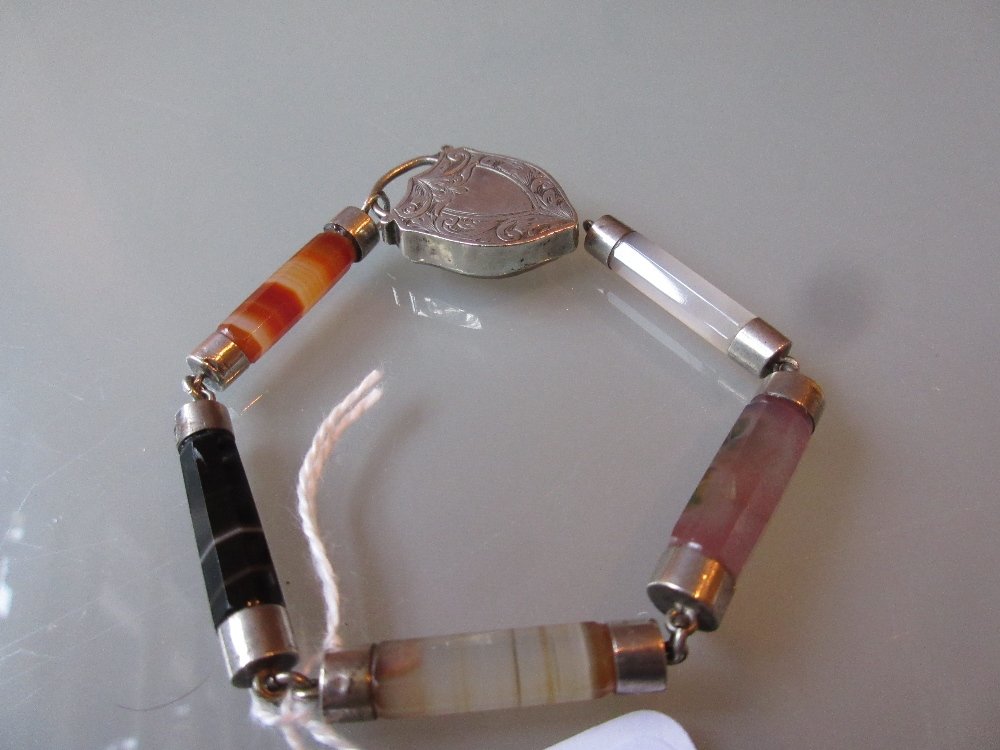 Victorian silver Scottish agate set bracelet (1 of 1)