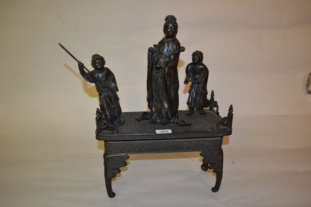 Late 19th Century Japanese dark patinated bronze group (1 of 1)