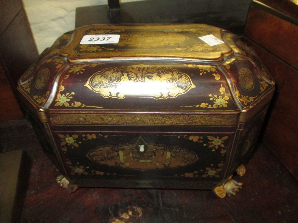 20th Century Chinese shaped two division tea caddy with (1 of 2)