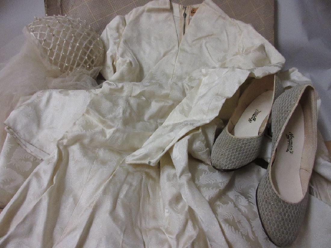 1950's Wedding dress, veil, shoes etc in original box (1 of 1)
