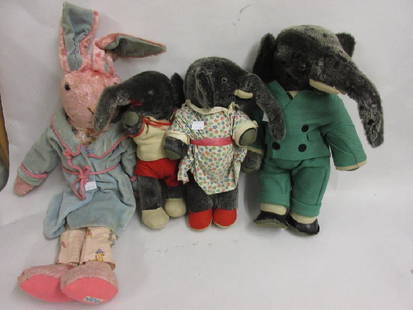 Farnell's Alpha toys figure of Baba the Elephant and: Farnell's Alpha toys figure of Baba the Elephant and two children together with an Alpha toys figure of a pink rabbit