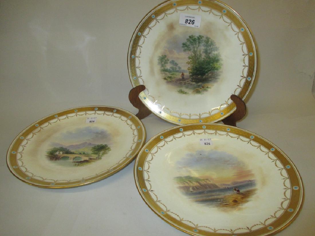 Set of three 19th Century Minton plates painted with (1 of 1)