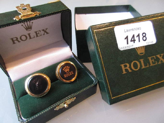 Pair Of Rolex Cufflinks In Original Box