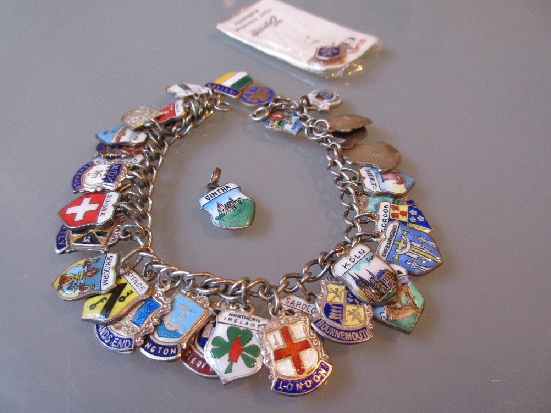 Continental silver and enamel decorated charm bracelet (1 of 1)
