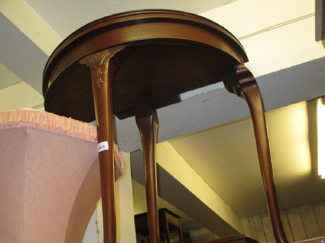 Mid 20th Century walnut half round fold-over card table: Mid 20th Century walnut half round fold-over card table on shell carved cabriole claw and ball supports