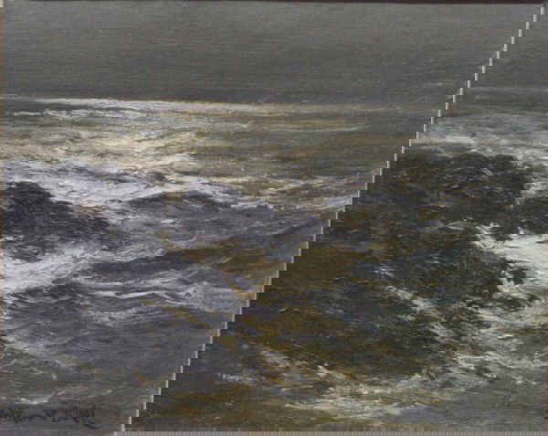 Arthur Vidal Diehl, Stormy Surf: Arthur Vidal Artist Last name: Diehl Comments: Excellent Condition Signature: lower_right Medium: oil_on_canvas Height: 8" Width:10"