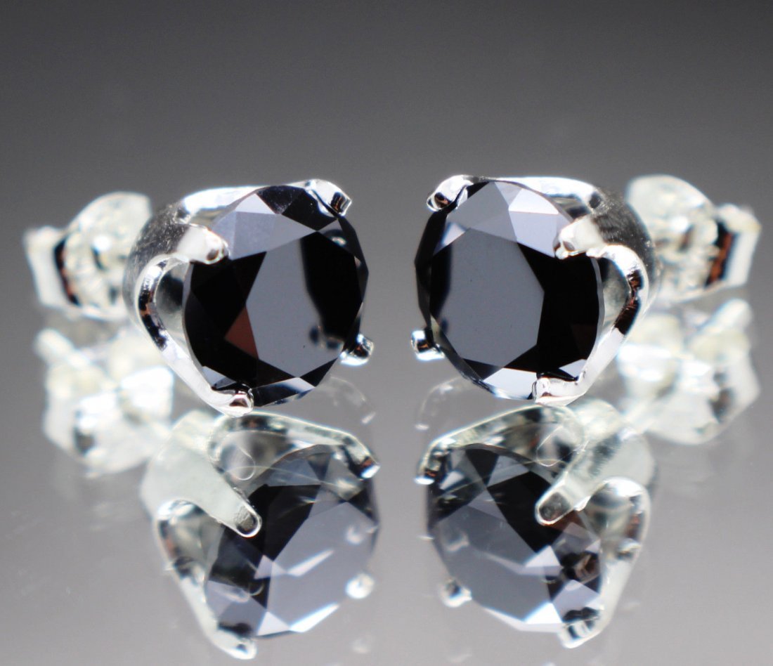 Black Diamond Stud Earrings (3.80tcw) Certified AAA (1 of 2)