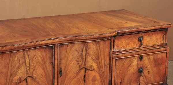 Queen Anne walnut shaped front hunt board with cr - 2